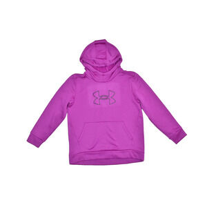 Under Armour Youth Girls XL Purple Fleece Hoodie Loose Fit Logo Sweatshirt YXL